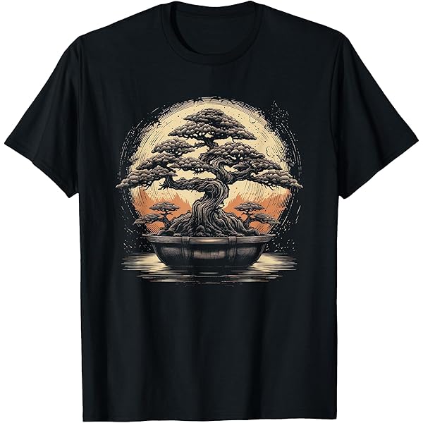 Amazon.com: Bonsai Tree and The Rising Sun In Japan Design T-Shirt